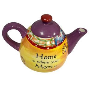 Mom Multicolor Teapot "Home is Where Your Mom is" with Lid